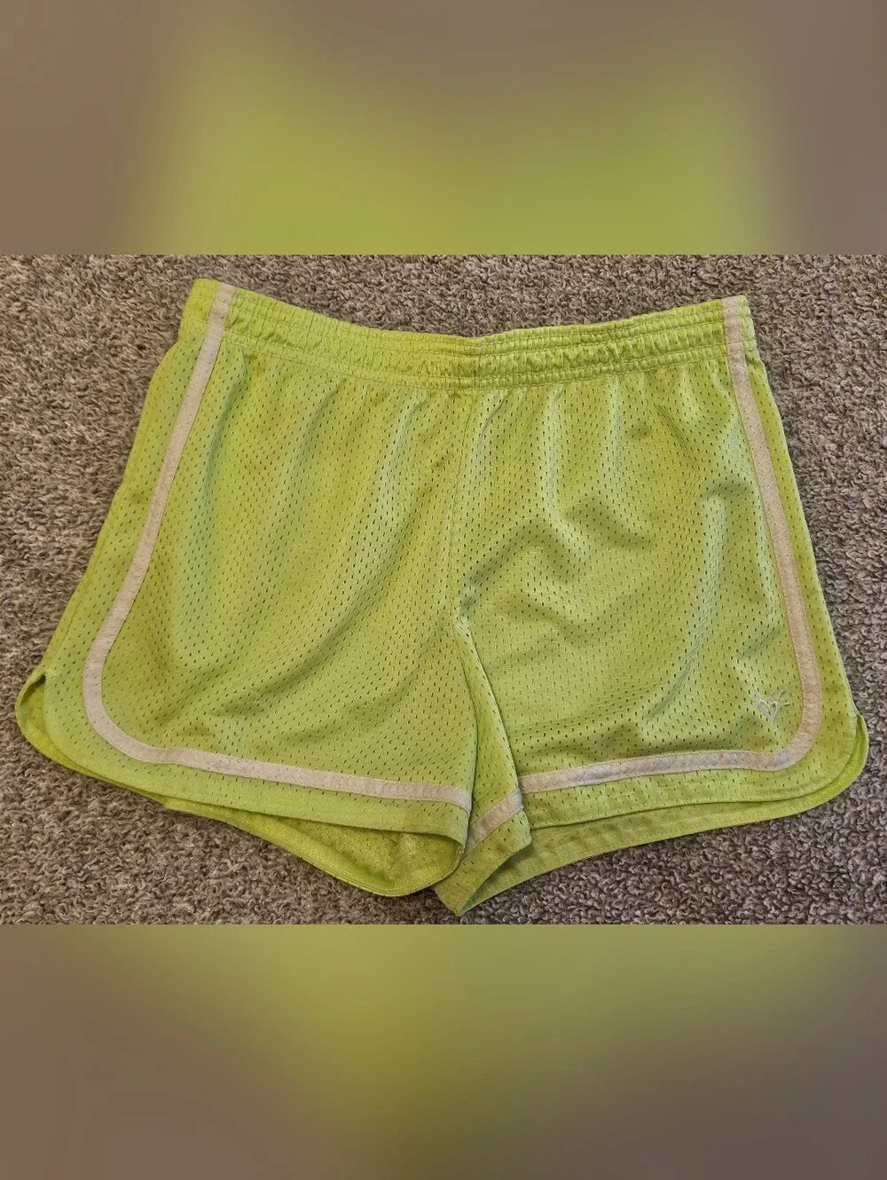 Justice Neon Lime Mesh Athletic Shorts with White Trim